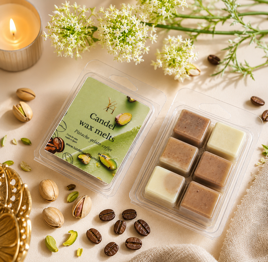 Wax Melts Artesanales Aroma Pistacho Gelato Café – Cera de Soja Natural