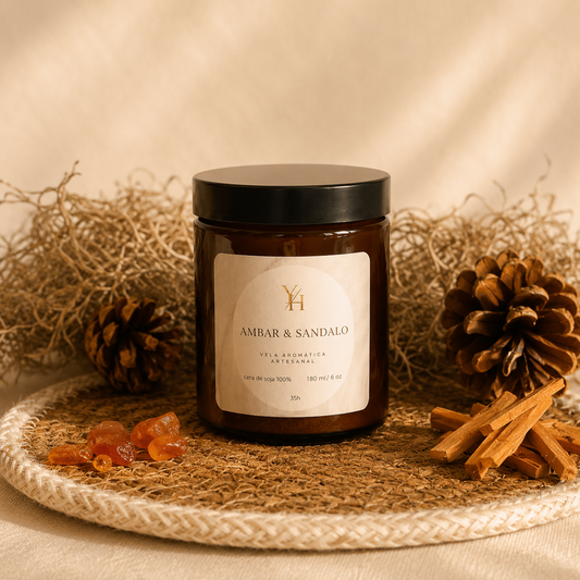 Vela Artesanal de Ámbar y Sándalo | Vela Aromática LDVY Perfumada
