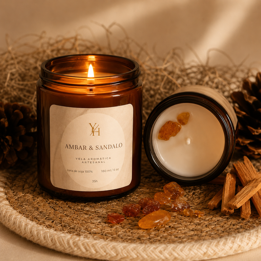 Vela Artesanal de Ámbar y Sándalo | Vela Aromática LDVY Perfumada