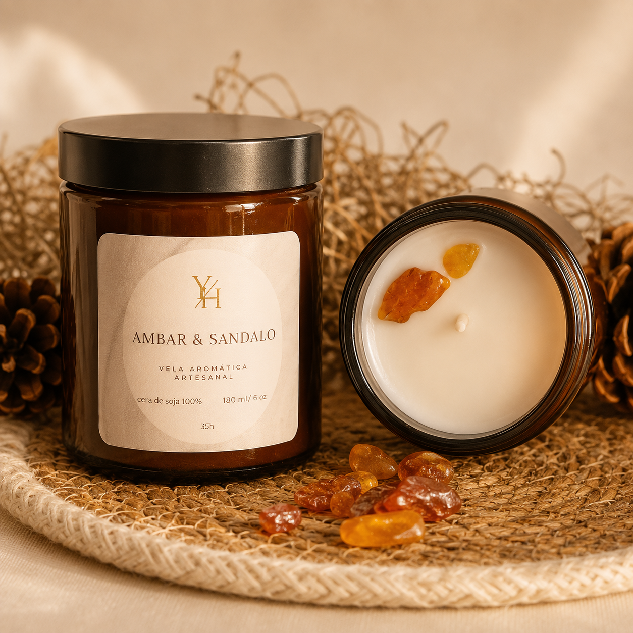 Vela Artesanal de Ámbar y Sándalo | Vela Aromática LDVY Perfumada