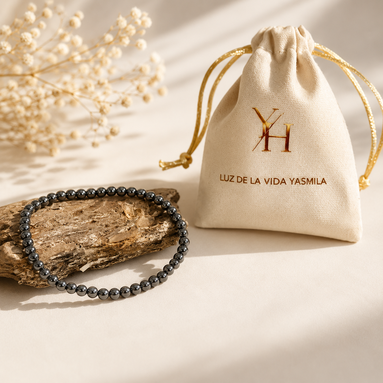 Pulsera Elástica de Piedra Natural – Hematita y Ojo de Tigre (4 mm)