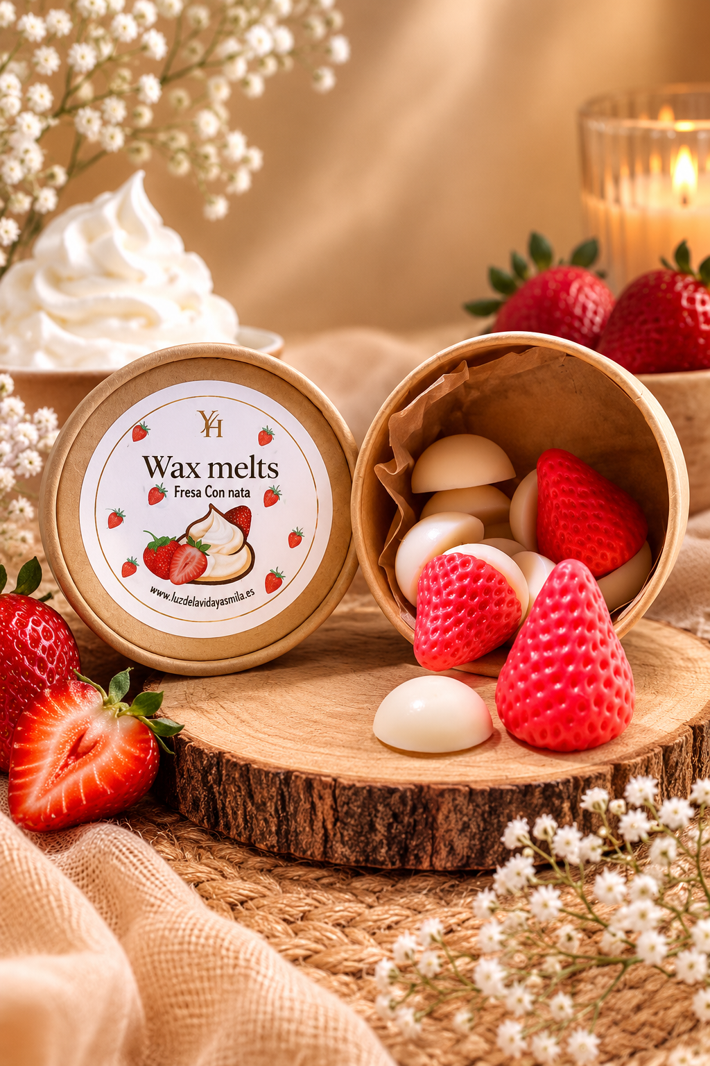 Wax Melts Fresa con Nata de Cera de Soja Artesanales