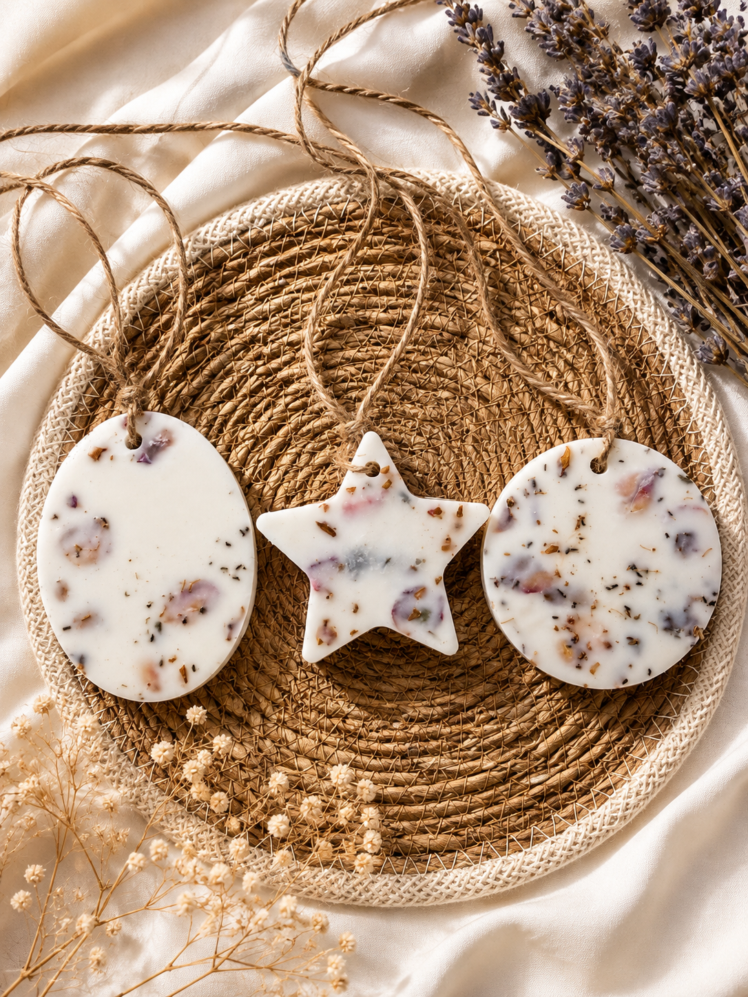 Ambientador de Armario de Cera de Soja Natural con Lavanda y Flores Secas | Artesanal