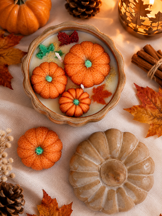 Vela de Calabaza y bellota de Otoño Artesanal | Cera de Soja Natural y Aroma Otoñal
