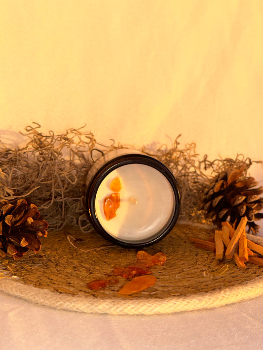 Vela artesanal de ámbar y sándalo